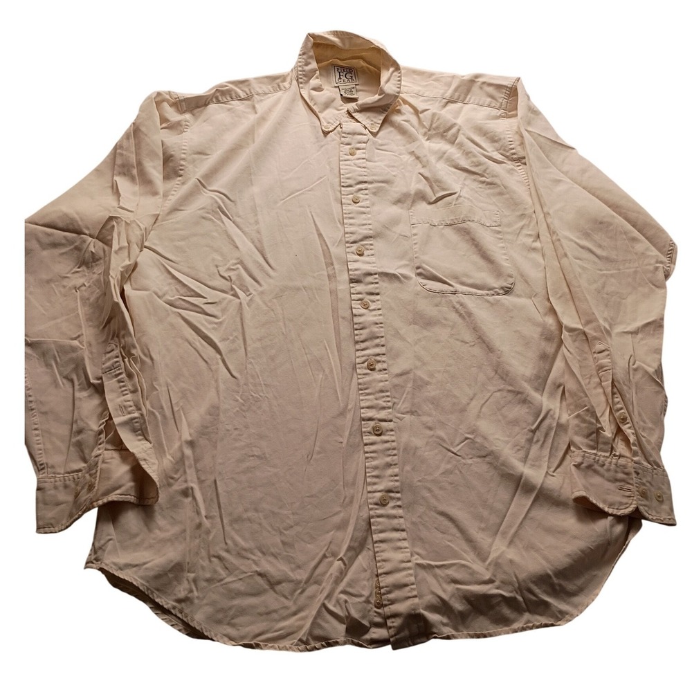 Field Gear Men's XLT Cream Cotton Long Sleeve Button Down Shirt Tall Off White